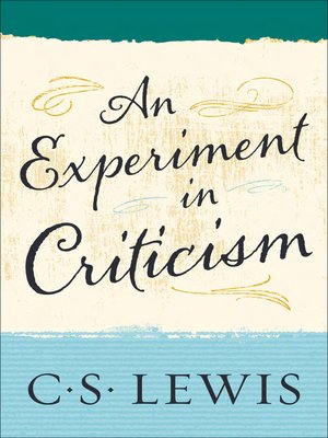 cover image of An Experiment in Criticism